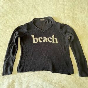 Wooden Ships Beach V-Neck Navy Sweater